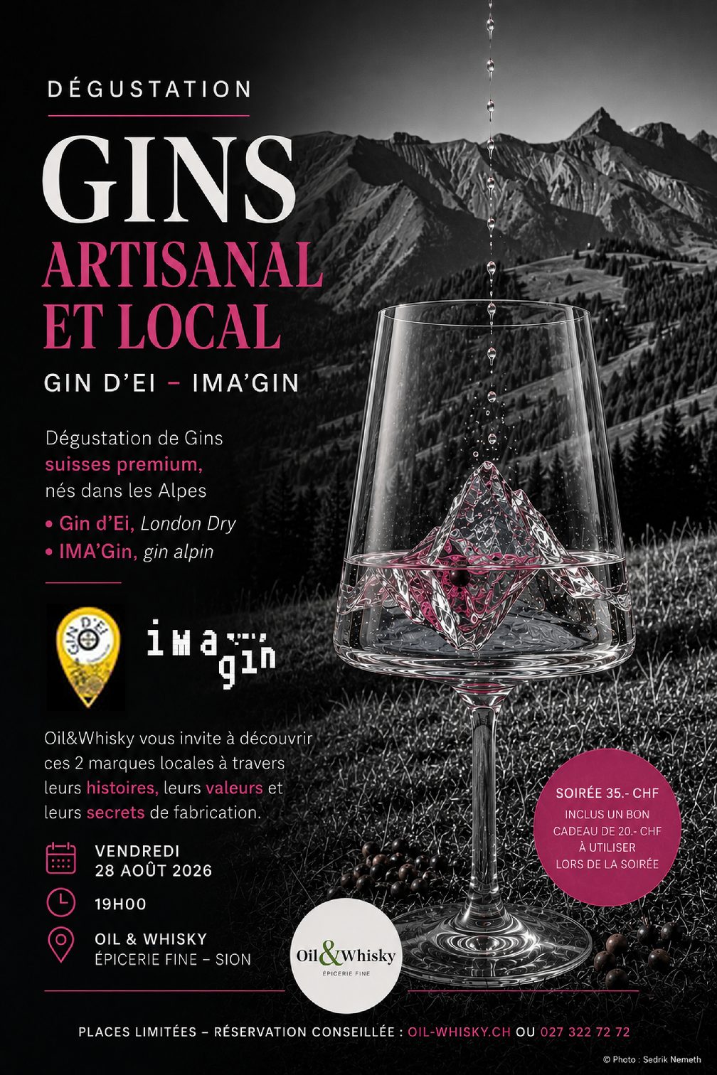 28 août, soirée dégustation chez Oil&Whisky à Sion
